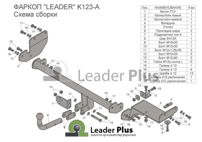 Фаркоп для KIA RIO X-LINE 2017-...&nbsp; K123A Leader Plus (фото №3)